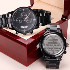To My Soulmate Turn Back the Clock (Charcoal Black) – Men's Watch